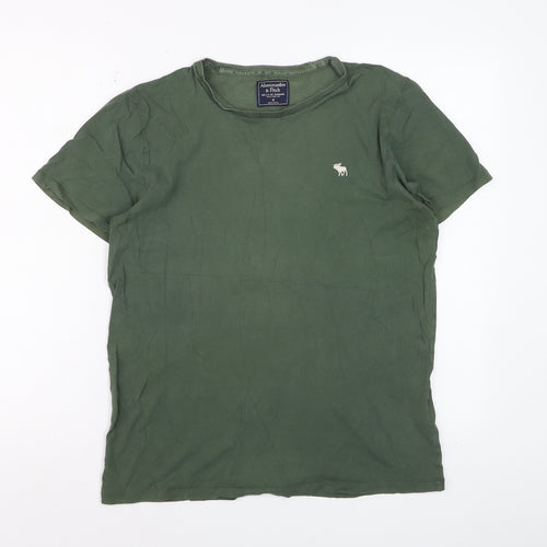 Abercrombie & Fitch Men's Green Cotton Crew Neck Short Sleeve T-Shirt M