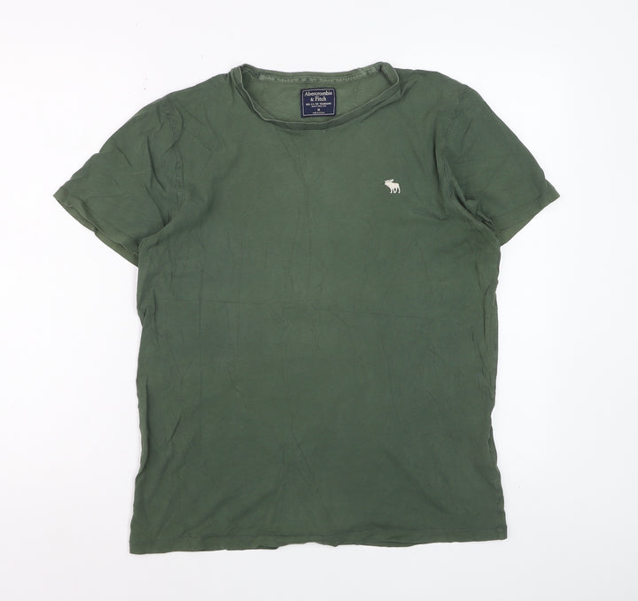 Abercrombie & Fitch Men's Green Cotton Crew Neck Short Sleeve T-Shirt M