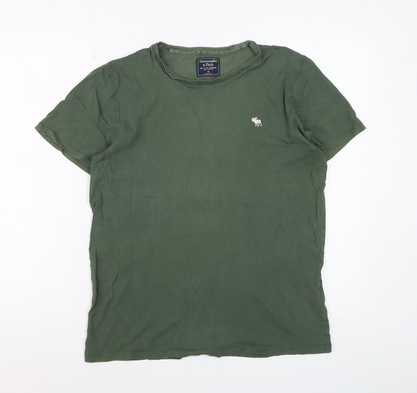 Abercrombie & Fitch Men's Green Cotton Crew Neck Short Sleeve T-Shirt M