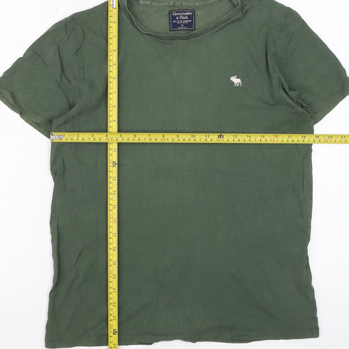 Abercrombie & Fitch Men's Green Cotton Crew Neck Short Sleeve T-Shirt M