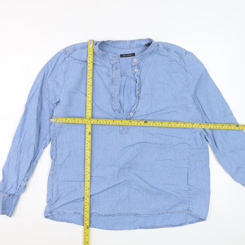 Marc O'Polo Women's Blue Striped Lyocell Henley Blouse Size 10