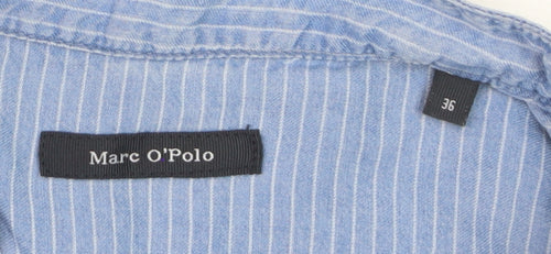 Marc O'Polo Women's Blue Striped Lyocell Henley Blouse Size 10