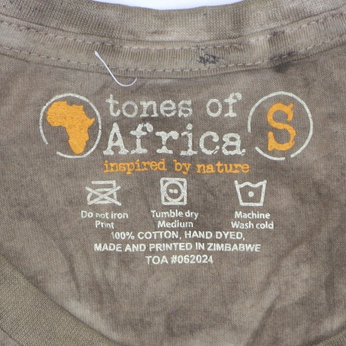 Tones of Africa Women’s Brown Lion Print Cotton T-Shirt Size S