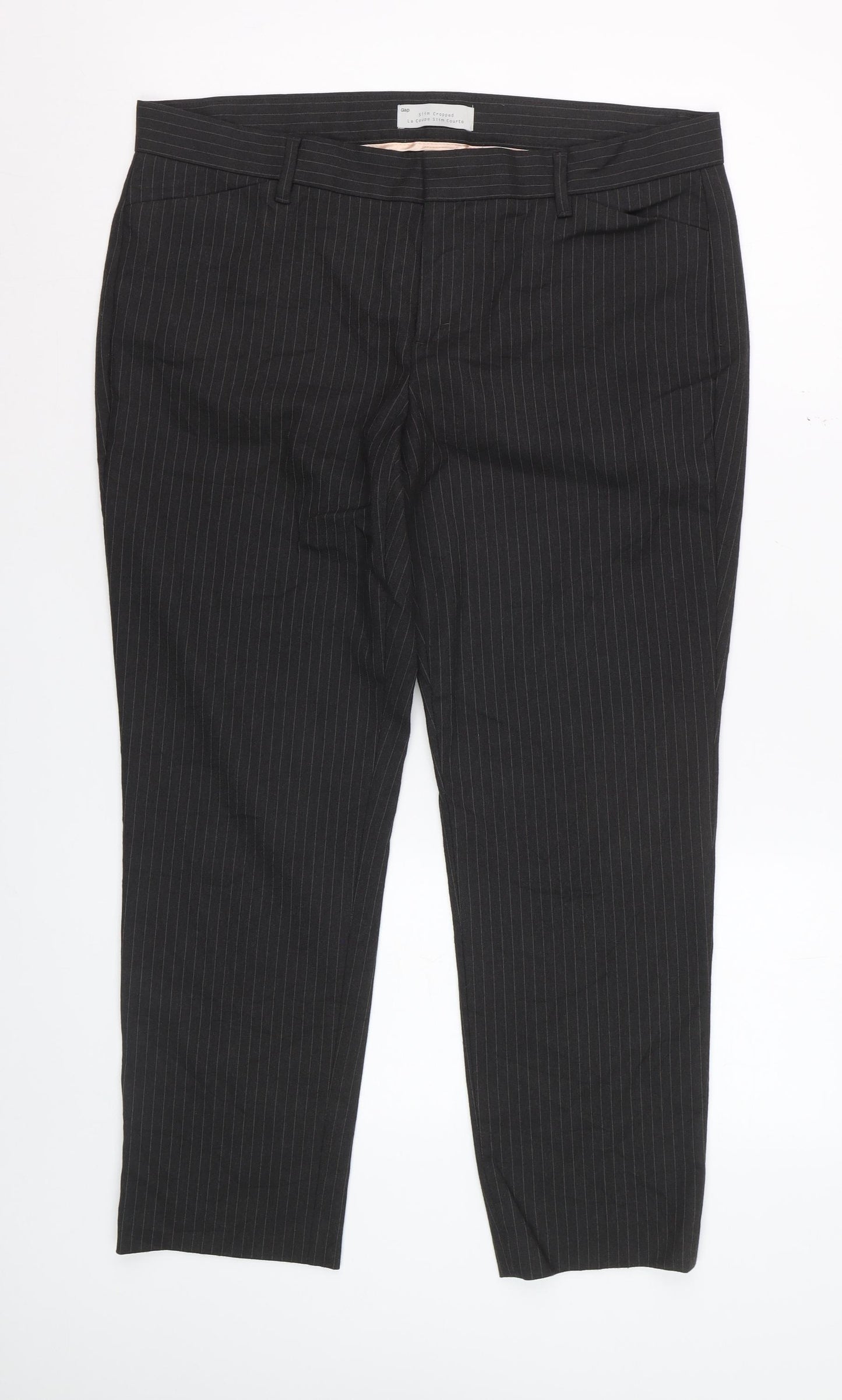 Gap Women Black Pinstripe Slim Cropped Trousers UK12