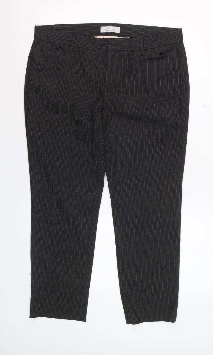 Gap Women Black Pinstripe Slim Cropped Trousers UK12