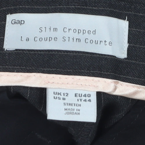 Gap Women Black Pinstripe Slim Cropped Trousers UK12
