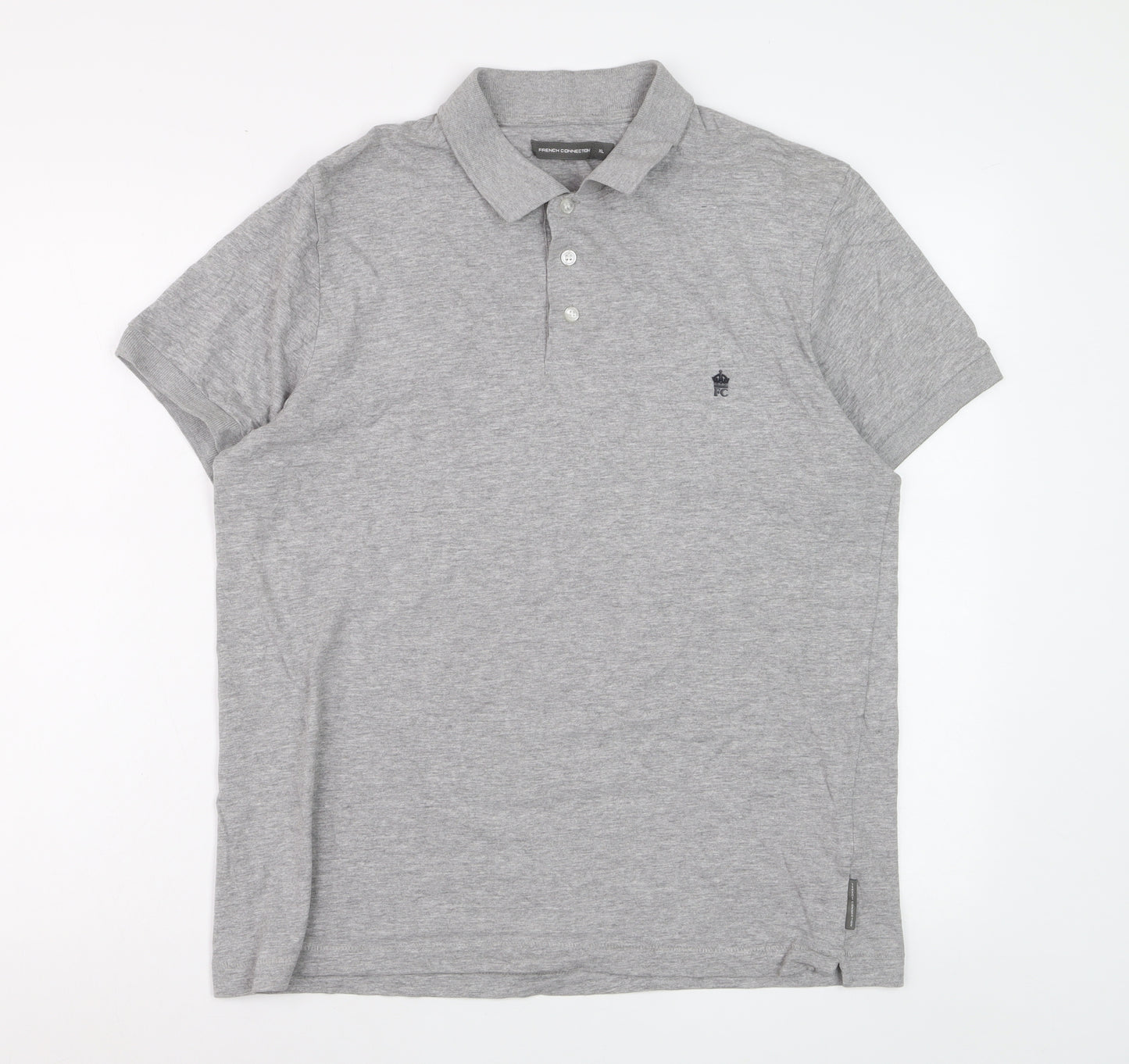 French Connection Men’s Grey Polo Shirt XL Cotton Blend