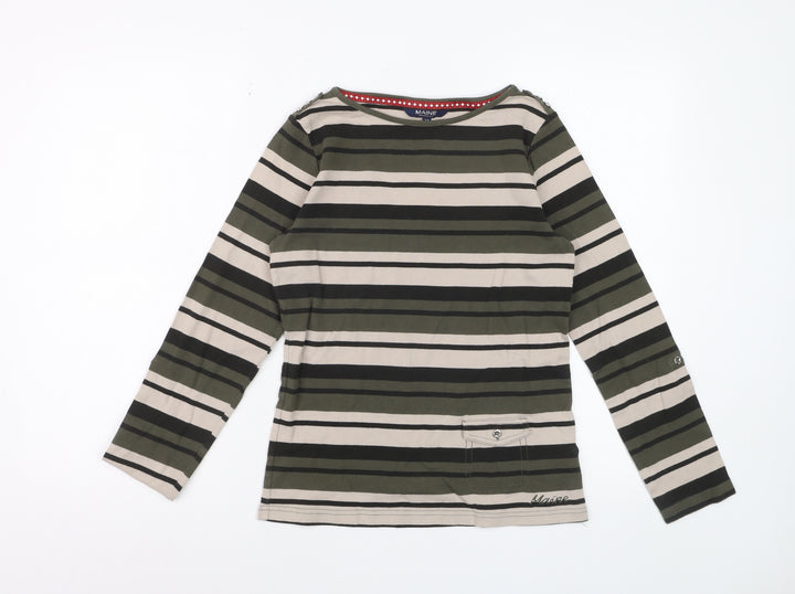 Maine New England Womens Multicoloured Striped Cotton Long Sleeve T-Shirt Size 14