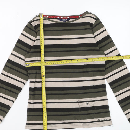Maine New England Womens Multicoloured Striped Cotton Long Sleeve T-Shirt Size 14