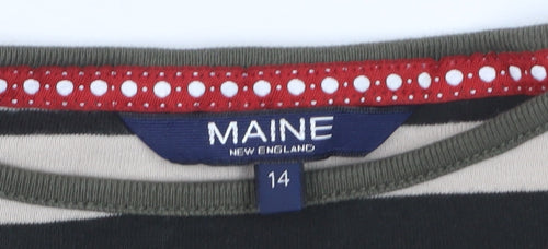 Maine New England Womens Multicoloured Striped Cotton Long Sleeve T-Shirt Size 14