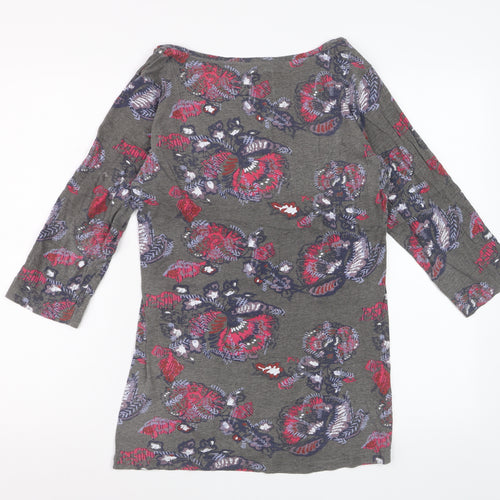 White Stuff Faithful And True Grey Floral Tunic Top Womens Size 14