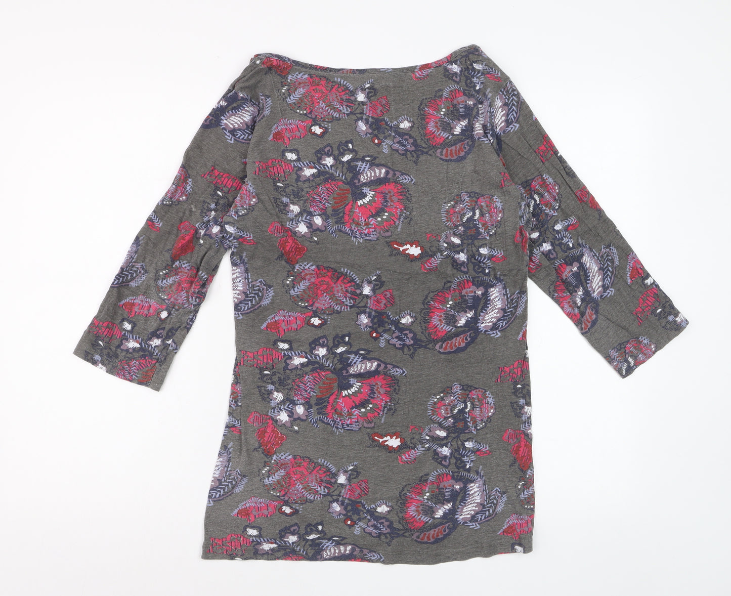 White Stuff Faithful And True Grey Floral Tunic Top Womens Size 14