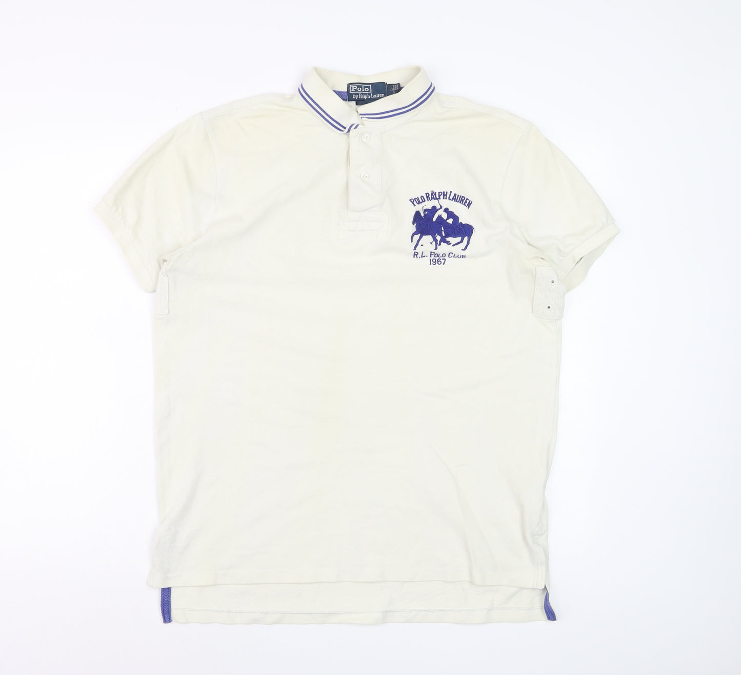 Ralph Lauren Men's Ivory Polo Shirt L Embroidered Logo Classic Fit