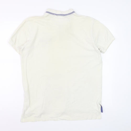 Ralph Lauren Men's Ivory Polo Shirt L Embroidered Logo Classic Fit