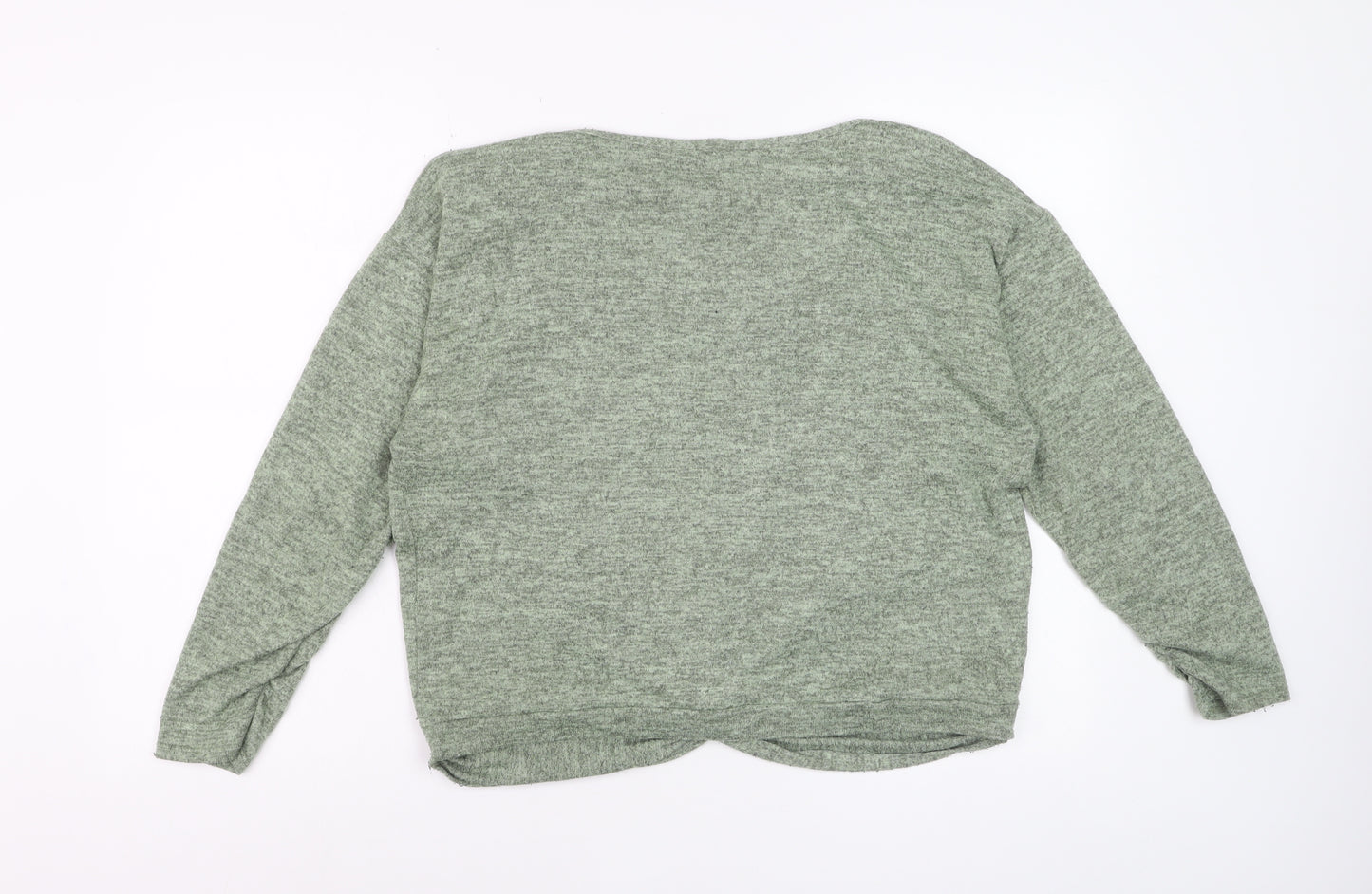 M&Co Women’s Green Long Sleeve Knot Front Jersey Top Size 16