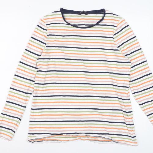 Marks and Spencer Women's Multicoloured Stripe Long Sleeve Cotton T-Shirt Size 18