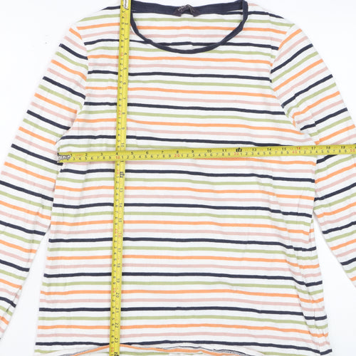 Marks and Spencer Women's Multicoloured Stripe Long Sleeve Cotton T-Shirt Size 18