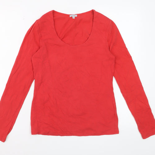 Jigsaw Women's Red Long Sleeve Basic Stretch Cotton T-Shirt M