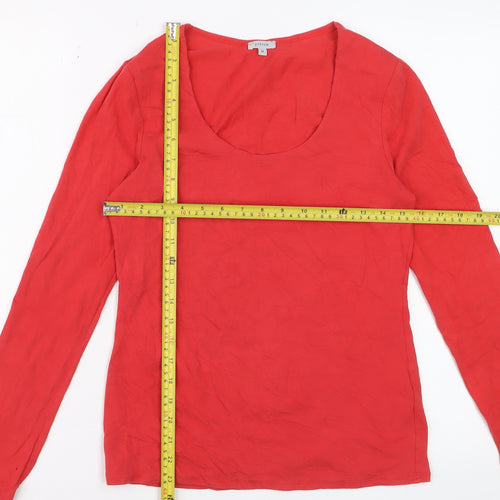 Jigsaw Women's Red Long Sleeve Basic Stretch Cotton T-Shirt M