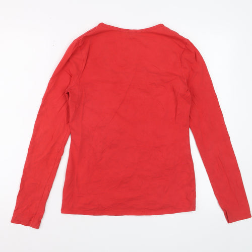 Jigsaw Women's Red Long Sleeve Basic Stretch Cotton T-Shirt M