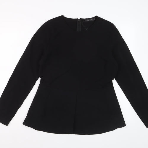 Zara Woman Black Long Sleeve Tunic Blouse Size 14