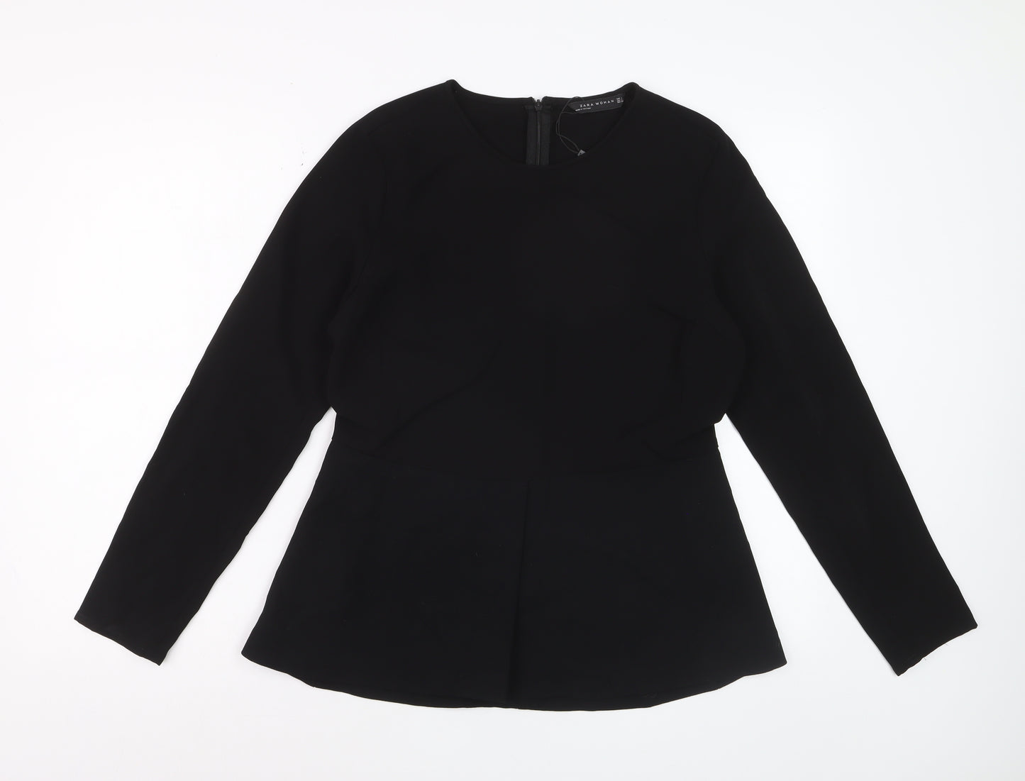 Zara Woman Black Long Sleeve Tunic Blouse Size 14