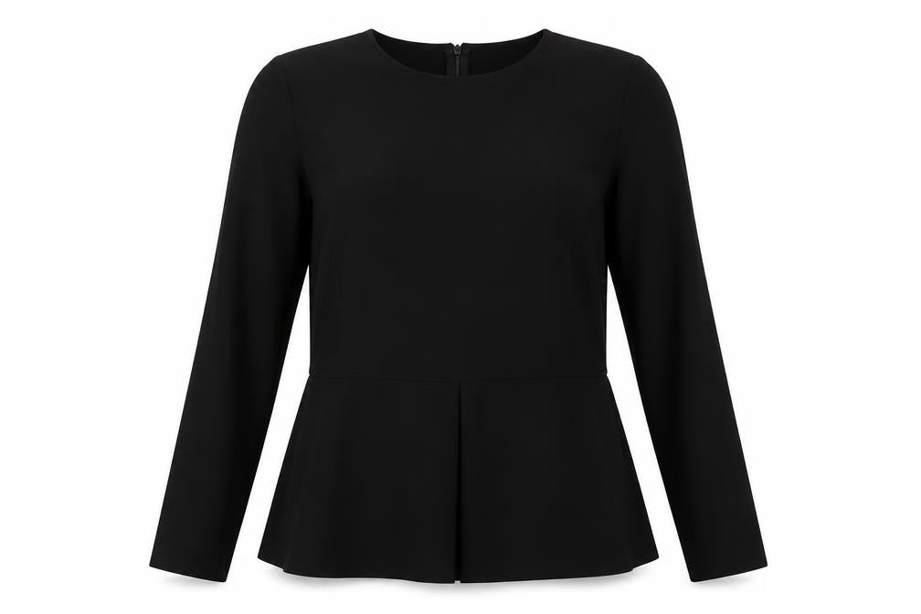 Front view of Zara Woman Black Long Sleeve Tunic Blouse, size 14