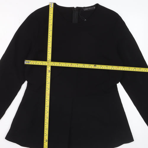 Zara Woman Black Long Sleeve Tunic Blouse Size 14