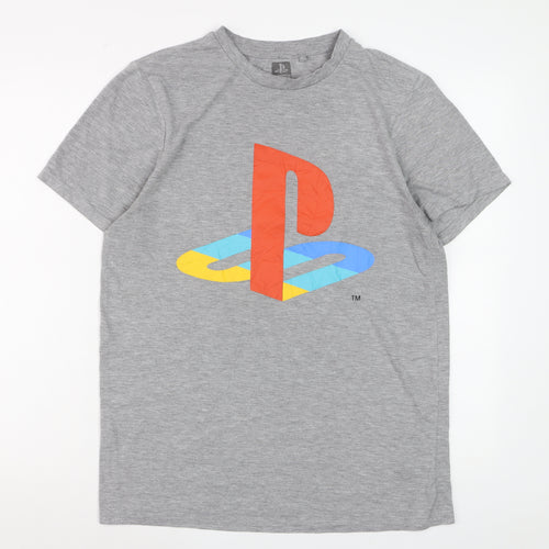PlayStation Men's Grey Graphic Logo T-Shirt Size L Regular Fit