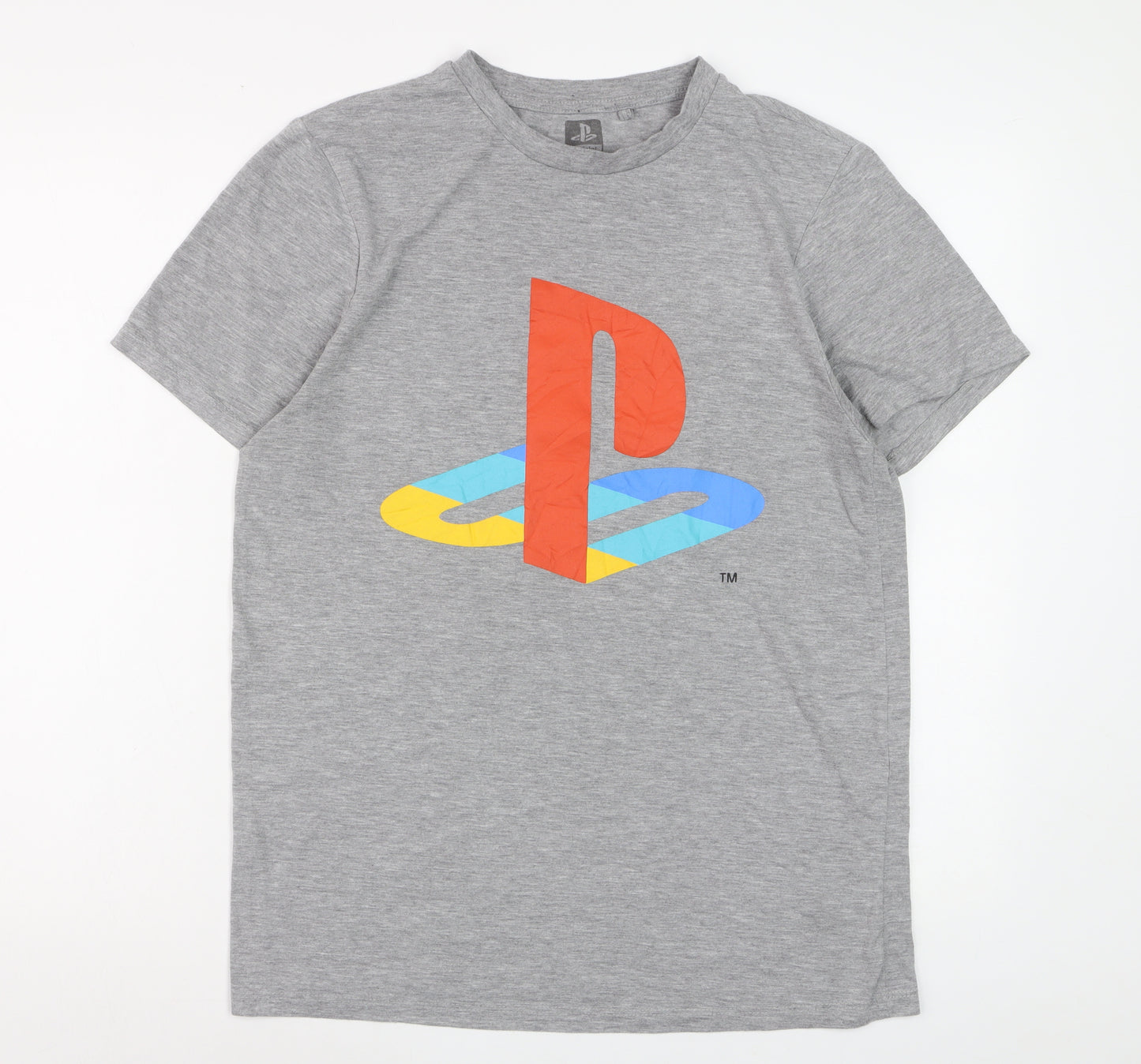 PlayStation Men's Grey Graphic Logo T-Shirt Size L Regular Fit