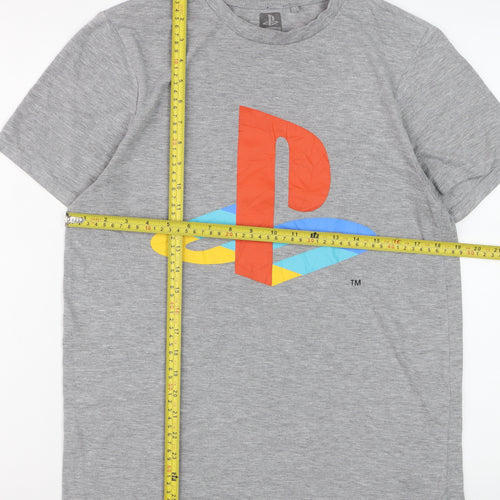 PlayStation Men's Grey Graphic Logo T-Shirt Size L Regular Fit