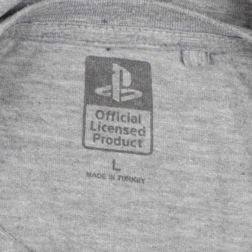 PlayStation Men's Grey Graphic Logo T-Shirt Size L Regular Fit