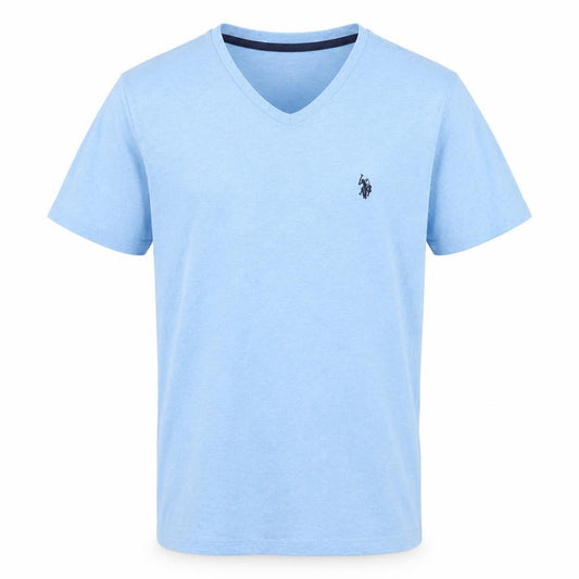 Front view of U.S. Polo Assn. Men's Blue V-Neck Short Sleeve Cotton T-Shirt, size S