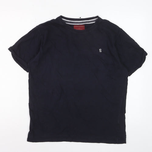 SC&CO Men Blue Cotton Crew Neck Short Sleeve T-Shirt Size L