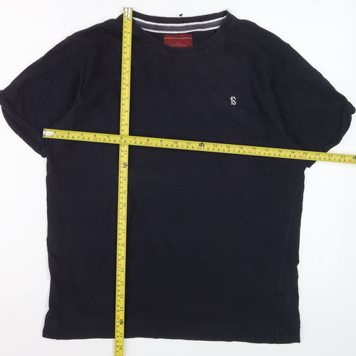 SC&CO Men Blue Cotton Crew Neck Short Sleeve T-Shirt Size L