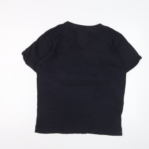 SC&CO Men Blue Cotton Crew Neck Short Sleeve T-Shirt Size L