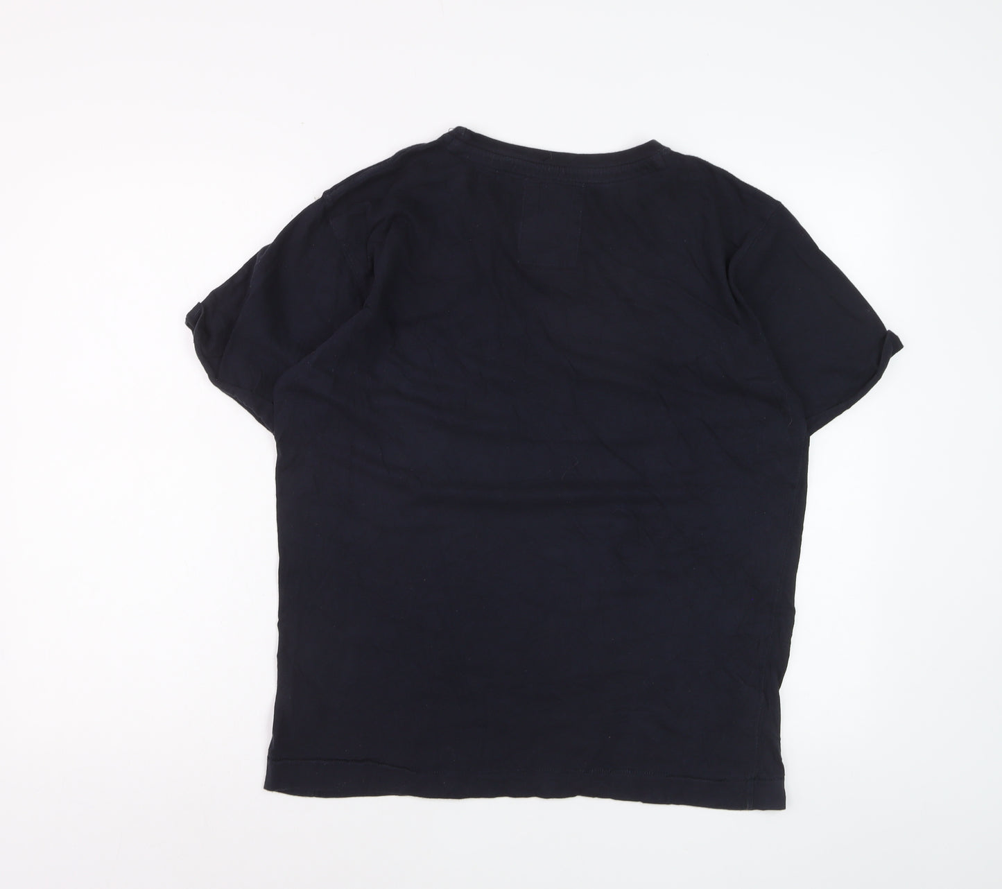 SC&CO Men Blue Cotton Crew Neck Short Sleeve T-Shirt Size L