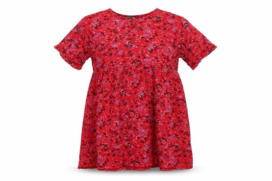 Front view of Wednesday's Girl Women's Red Floral Skater Dress, size S
