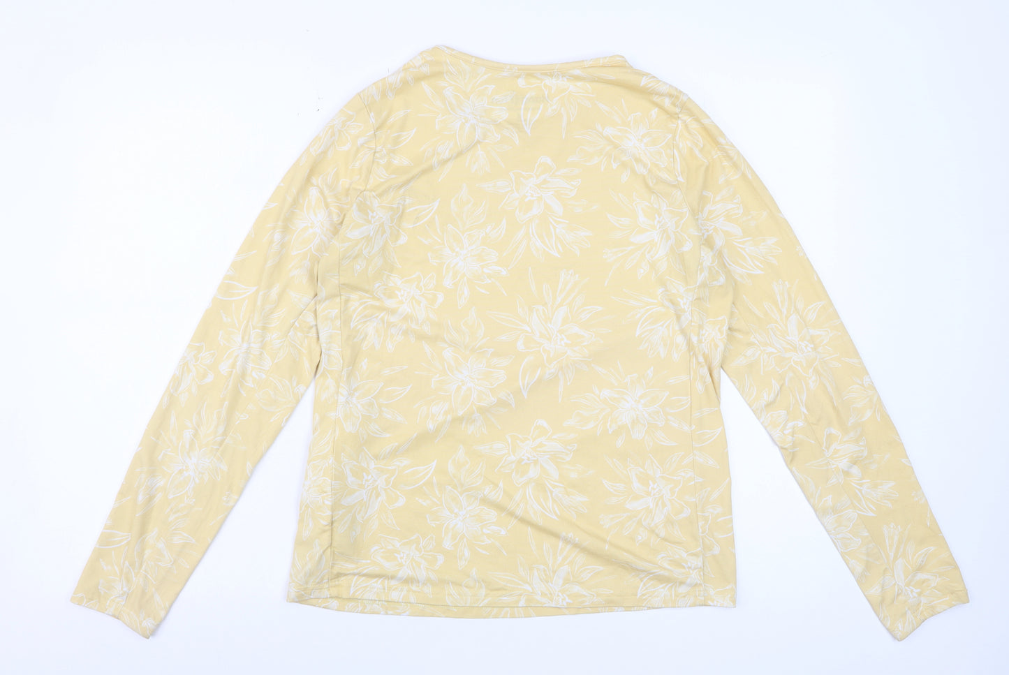 Hang Ten Women's Yellow Floral Long Sleeve UV Protection T-Shirt M