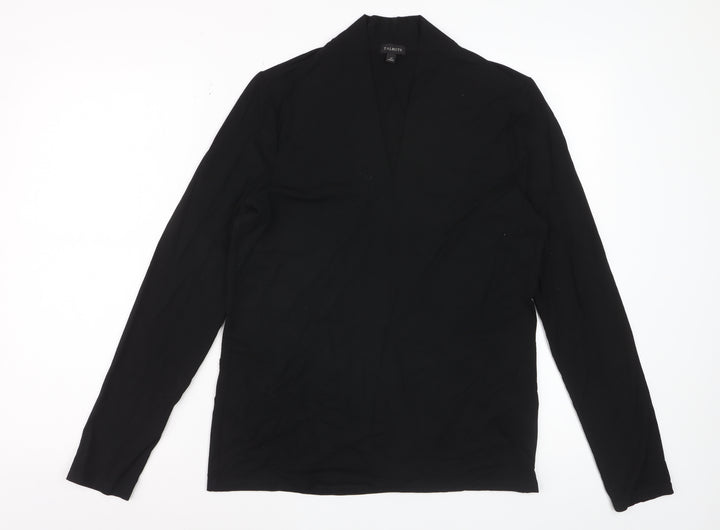 Talbots Women's Black Rayon Long Sleeve V-Neck Blouse Size M