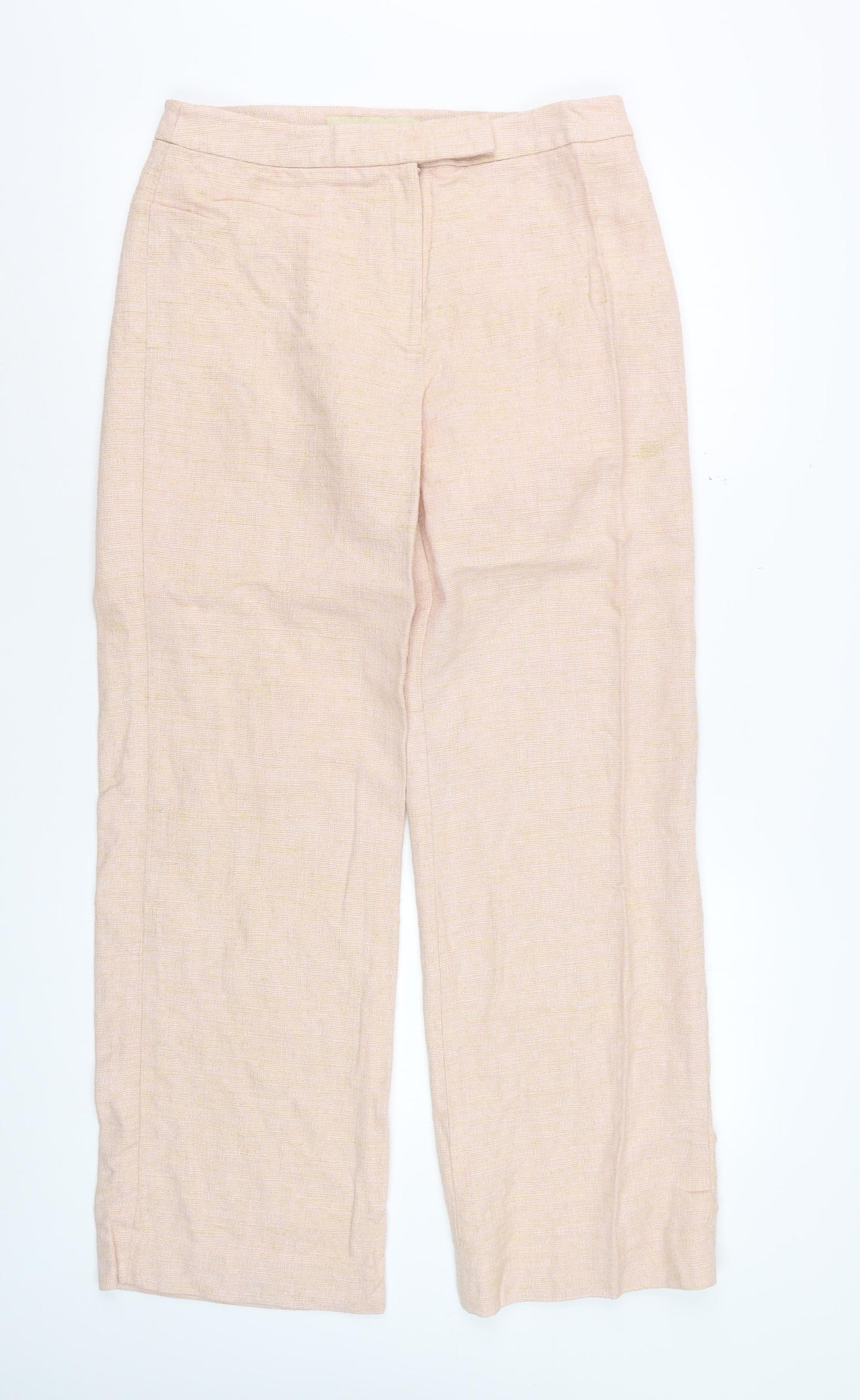 Fenn Wright Manson Womens Beige Wide-Leg Trousers UK 14 Linen Blend