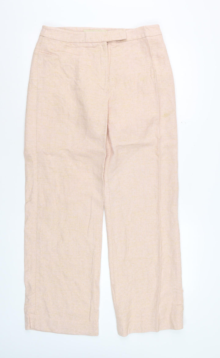 Fenn Wright Manson Womens Beige Wide-Leg Trousers UK 14 Linen Blend