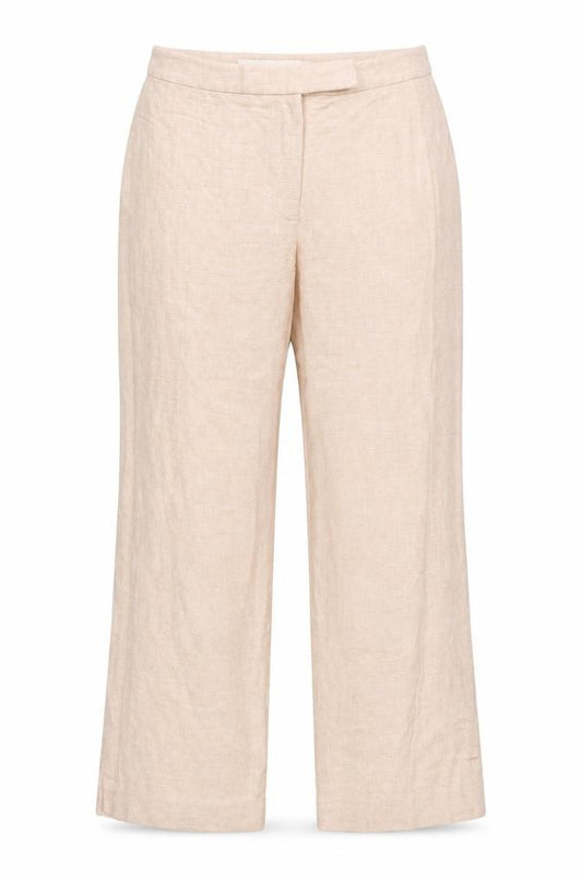 Front view of Fenn Wright Manson women’s beige wide-leg trousers uk 14 linen blend