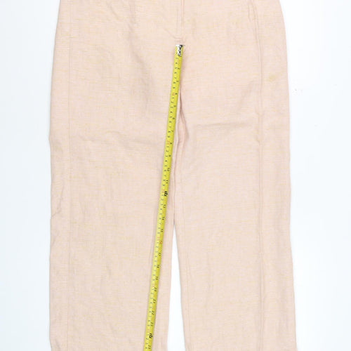 Fenn Wright Manson Womens Beige Wide-Leg Trousers UK 14 Linen Blend