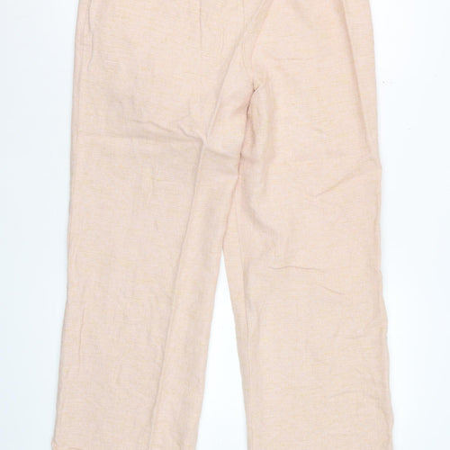 Fenn Wright Manson Womens Beige Wide-Leg Trousers UK 14 Linen Blend