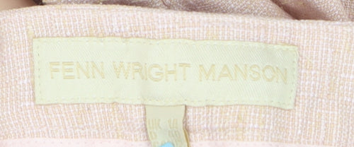 Fenn Wright Manson Womens Beige Wide-Leg Trousers UK 14 Linen Blend