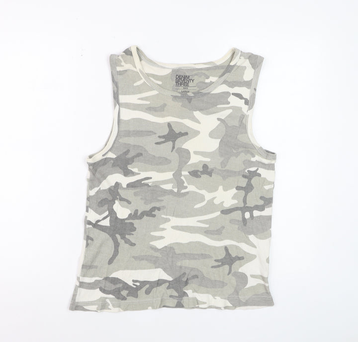 Denim Seventy Three Women's Grey Camouflage Tank Top Size L