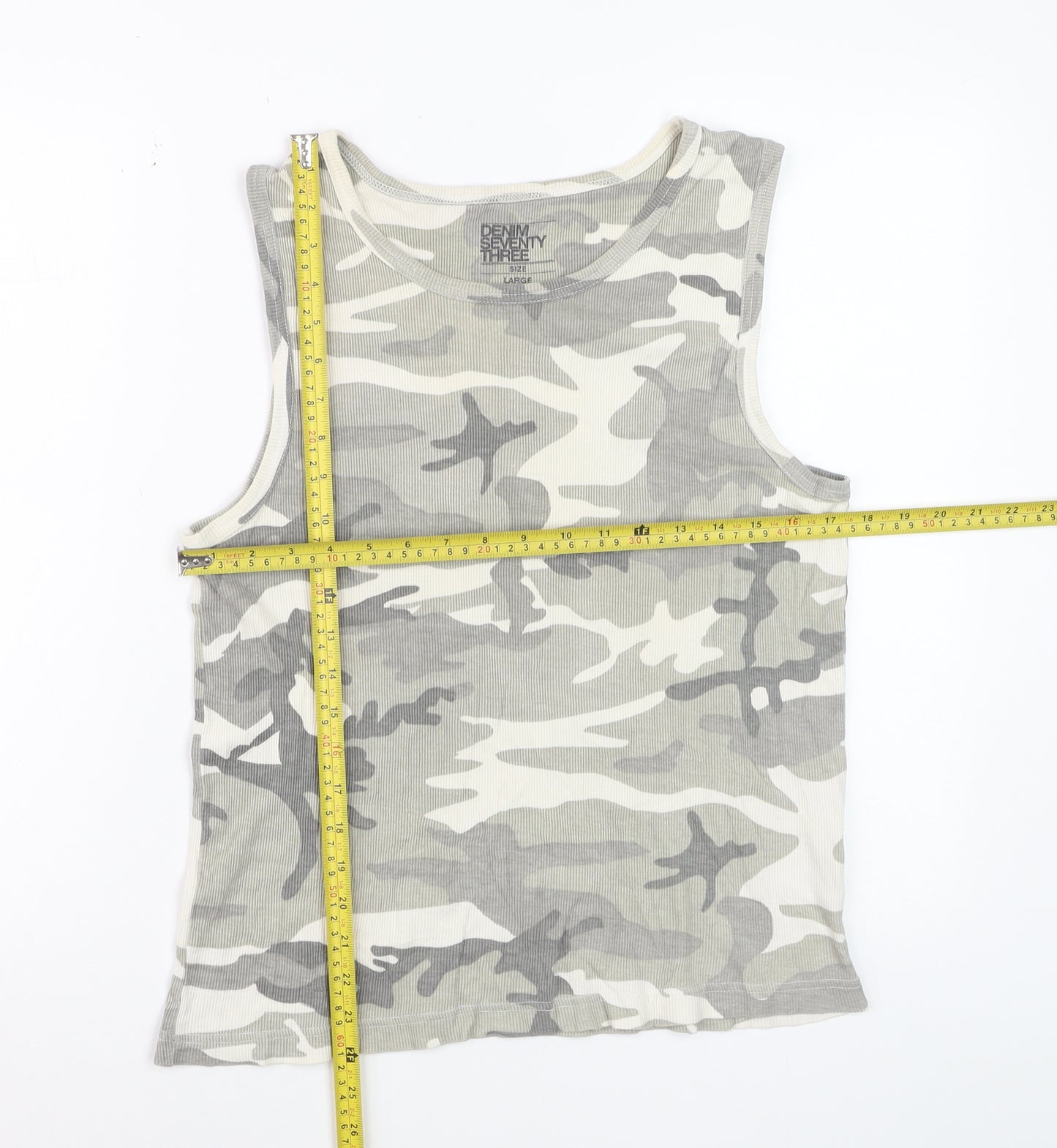 Denim Seventy Three Women's Grey Camouflage Tank Top Size L