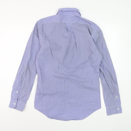 Polo Ralph Lauren Men's Blue Check Slim Fit Long Sleeve Cotton Dress Shirt Size S