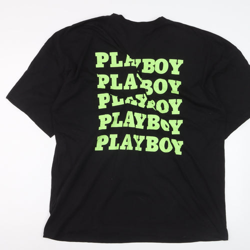 Missguided Playboy Black Women's Relaxed Fit Graphic T-Shirt Size M